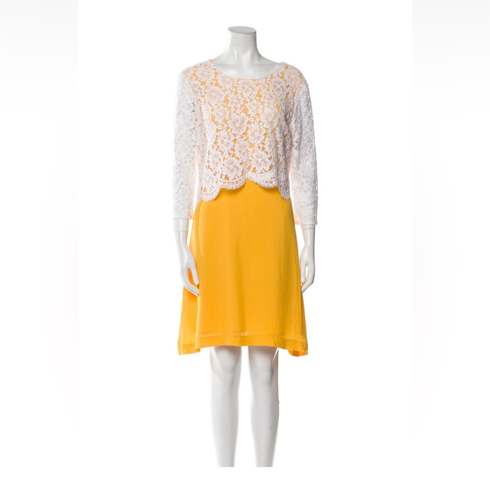 Sandro yellow lace detail mini dress EU 38 / US 6